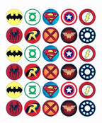30 x Superhero Themed Edible Cupcake Toppers | Uncut on Wafer Sheet- Qty 30-1.5” each