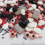 Spooky Halloween Sprinkles - 130g Edible Bloody Eyes, Bones, Tombstones, Skulls & Black/Red Sprinkles for Scary Treats, Cupcakes, Cookies, Graveyard Cake Decorations DIY Party Supplies