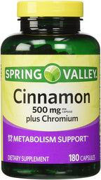 Spring Valley - Cinnamon 500mg Plus Chromium, Twin Pack, 2 Bottles of 180 Capsules