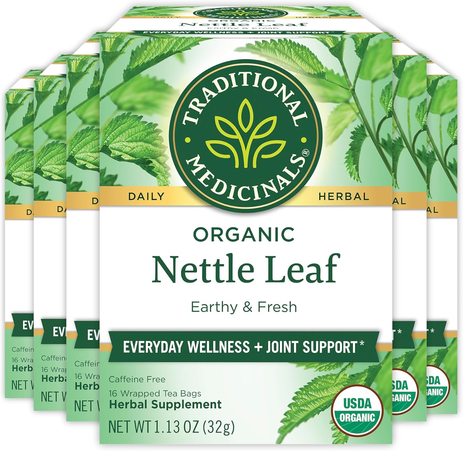 Traditional Medicinals Organic Nettle Herbal Leaf Tea, 16 Tea Bags (Pack of 6)