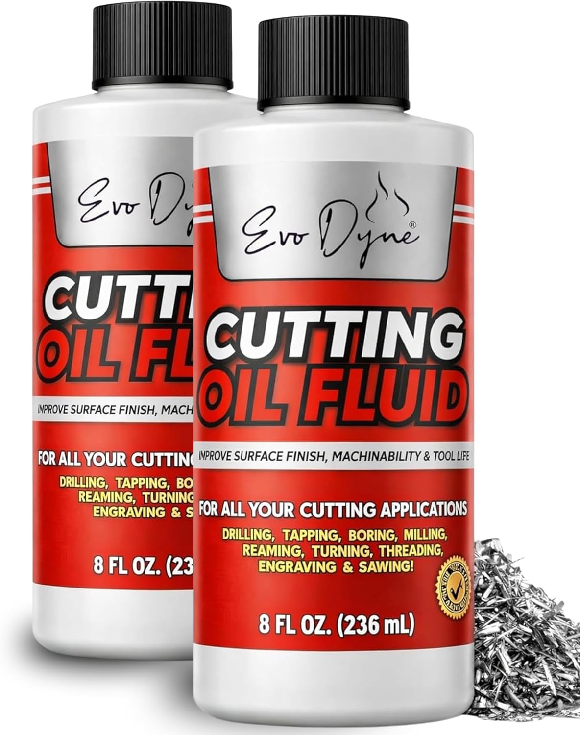 2-Pack Evo Dyne Cutting Oil Fluid (8oz), Made in USA - Multipurpose - Cutting Oil for Drilling, Tapping, Milling - Machine Cutting Fluid | Safe on Metal & Glass