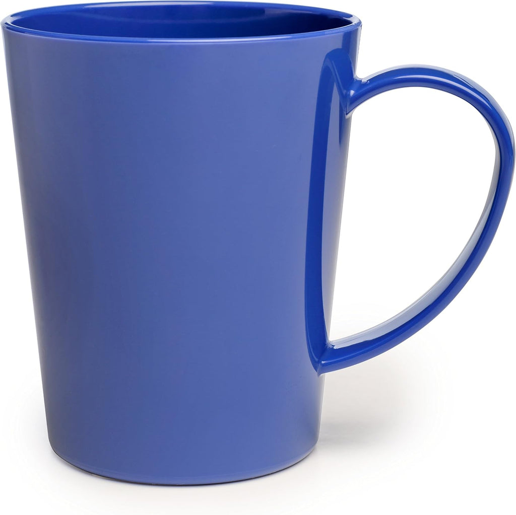 Carlisle FoodService Products Mug Plastic Coffee Mug with Large Handle for Buffets, Home, and Restaurant, Tritan, 12 Ounces, Blue