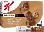 Special K Bar Protein Meal Bars, 12g Protein Snacks, Meal Replacement, Chocolatey Chip Cookie Dough, 19oz Box (12 Count)