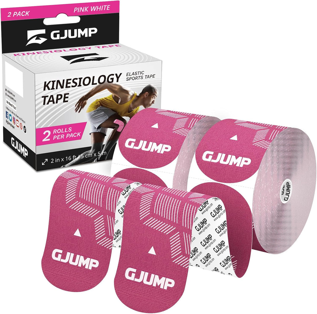 Kinesiology Tape, 40 Count Precut Strips 2 Rolls, Original Cotton Elastic Athletic Tape for Muscle Strain Relief & Joint Support, Waterproof & Breathable Sports Tape
