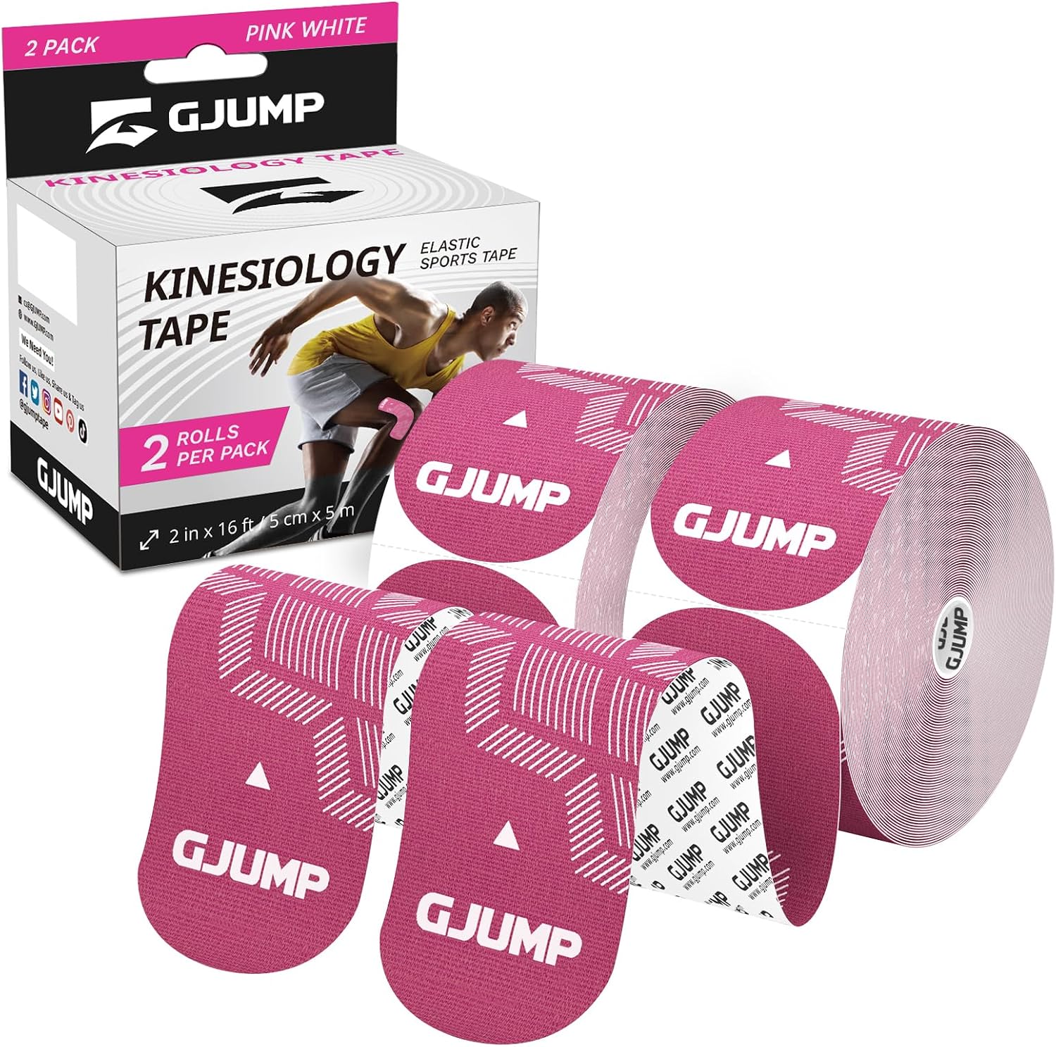Kinesiology Tape, 40 Count Precut Strips 2 Rolls, Original Cotton Elastic Athletic Tape for Muscle Strain Relief & Joint Support, Waterproof & Breathable Sports Tape