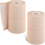Nuanchu 2 Rolls Adhesive Elastic Tape Bandage Wrap Flexible Stretch Bandages for Sports Ankle, Knee and Wrist Pet Vet Horses Wrap(4 Inch Wide,Apricot)
