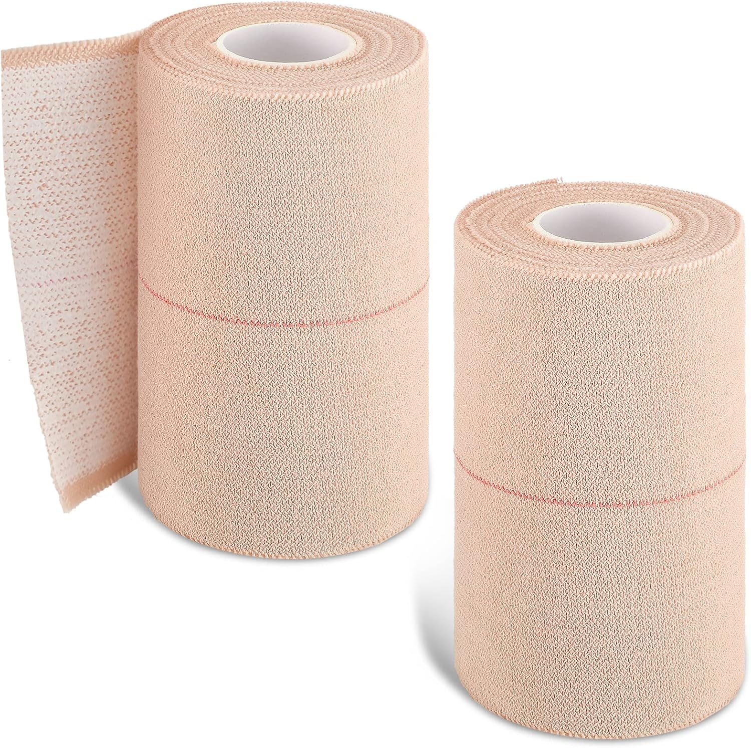 Nuanchu 2 Rolls Adhesive Elastic Tape Bandage Wrap Flexible Stretch Bandages for Sports Ankle, Knee and Wrist Pet Vet Horses Wrap(4 Inch Wide,Apricot)