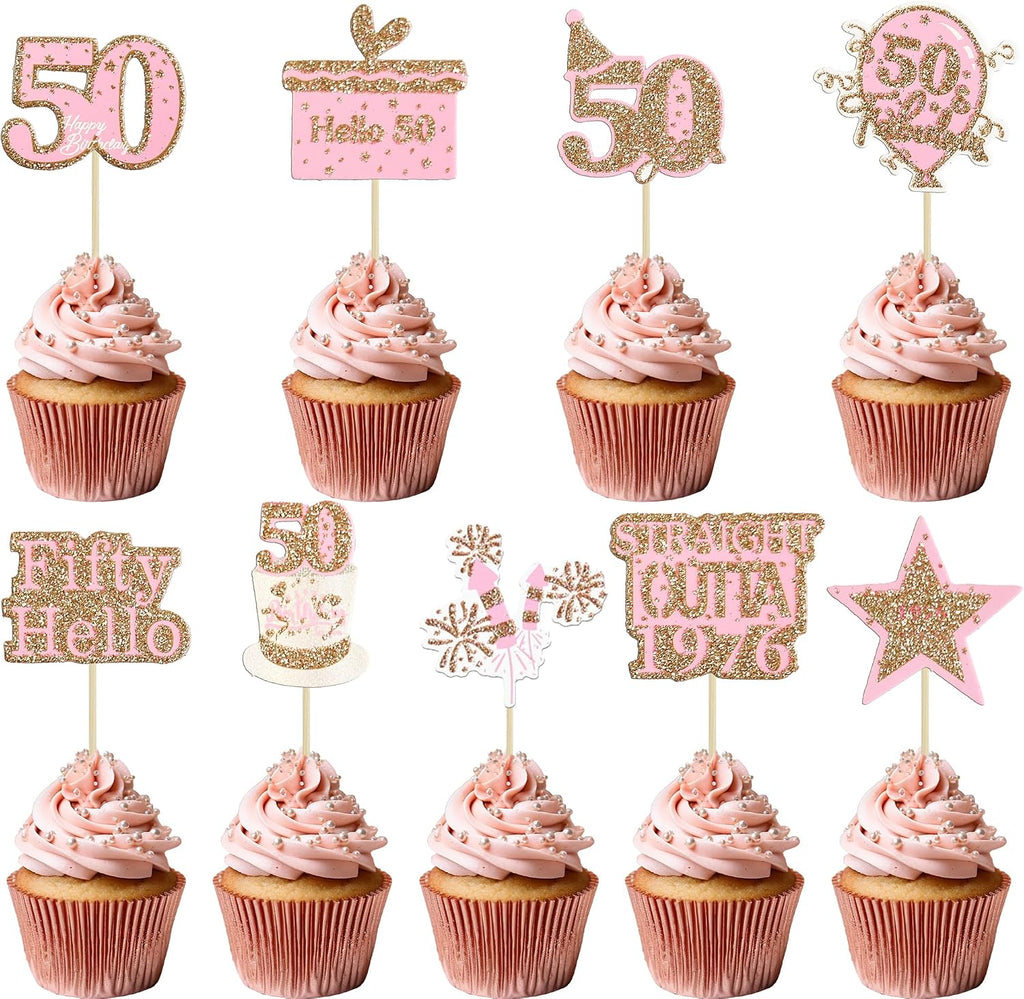 Gyufise 36Pcs Happy 60th Birthday Cupcake Toppers Glitter Rose Gold Sixty Straight Outta 1966 Cupcake Picks 60 Fabulous Cheers to 60 Years Cake Decorations for 60th Birthday Party Supplies