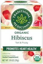 Traditional Medicinals Organic, Hibiscus Tea - Supports Normal Heart Health & Cardiovascular Wellness - Kosher, Non-GMO, Caffeine-Free, Compostable - 16 Tea Bags