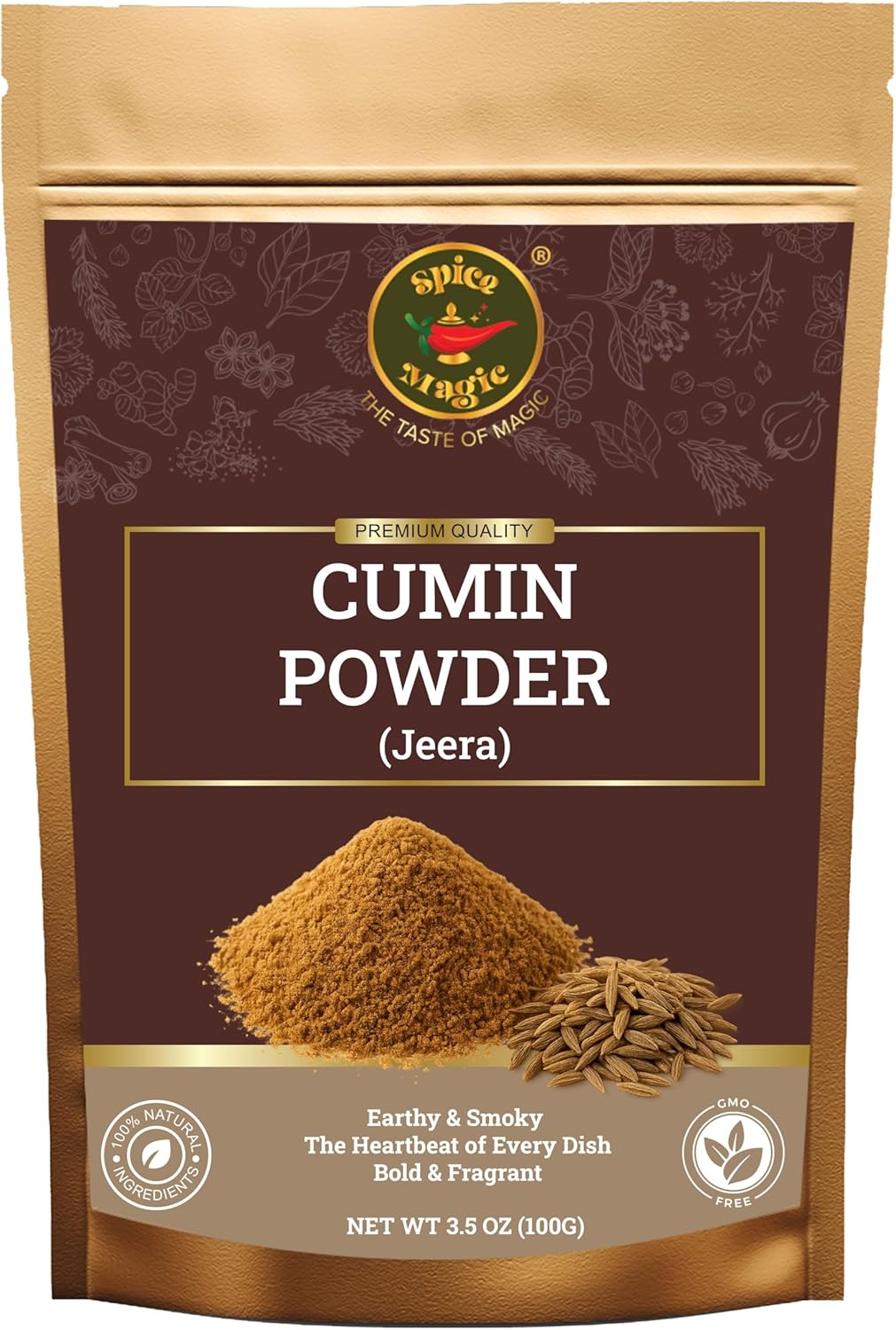 Spice Magic Cumin Powder (Ground Jeera) – 3.5 oz (100 g) | Aromatic Indian Cumin | Gluten-Free & Non-GMO