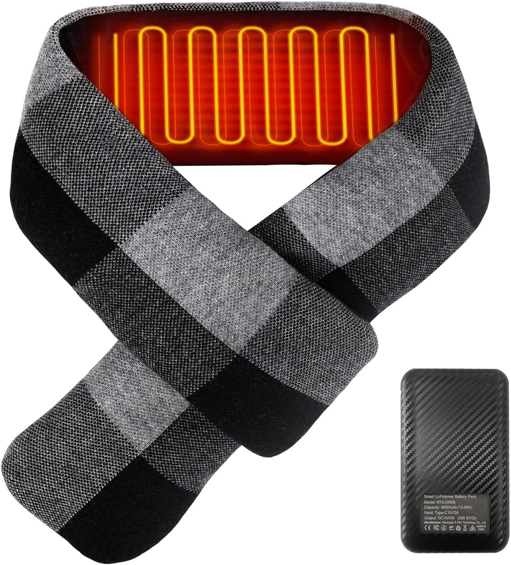Heated Scarf for Women & Men - Rechargeable Electric Heating Scarf, 4000mAh Power Bank Included, Neck Warmer