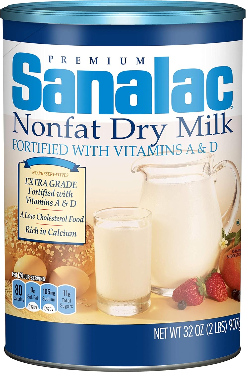 SANALAC Non Fat Dry Milk, 1 qt