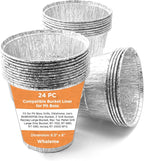 24 Pack Disposable Foil Liners & Grease Bucket Liners for Pit Boss Grills 67292 Foil, Oklahoma Joe's 9518545P06, Ironwood, Flatrock, Recteq Large Bucket etc. 6.3 x 6.0”, Disposable Drip Bucket Cup