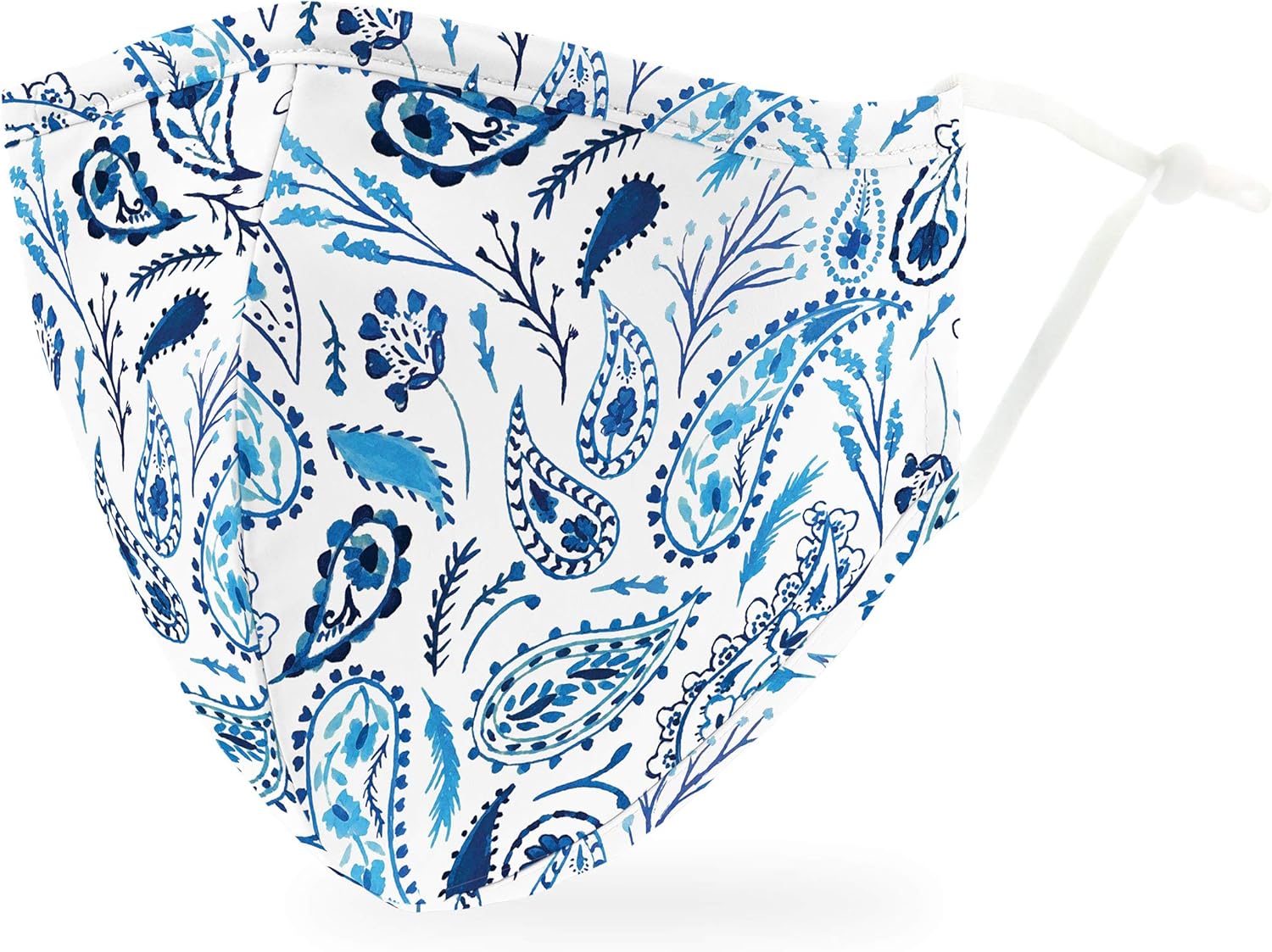 WEDDINGSTAR 3-Ply Adult Washable Cloth Face Mask Reusable and Adjustable with Filter Pocket - Blue Paisley