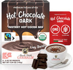 Cafe Garibaldi Premium Dark Hot Chocolate - Organic Instant Cocoa Mix with Dark Cacao Powder, Fair Trade, Gluten-Free, & GMO-Free, 8 Servings x 0.62oz Packets, Ideal Italian Hot Chocolate Gift