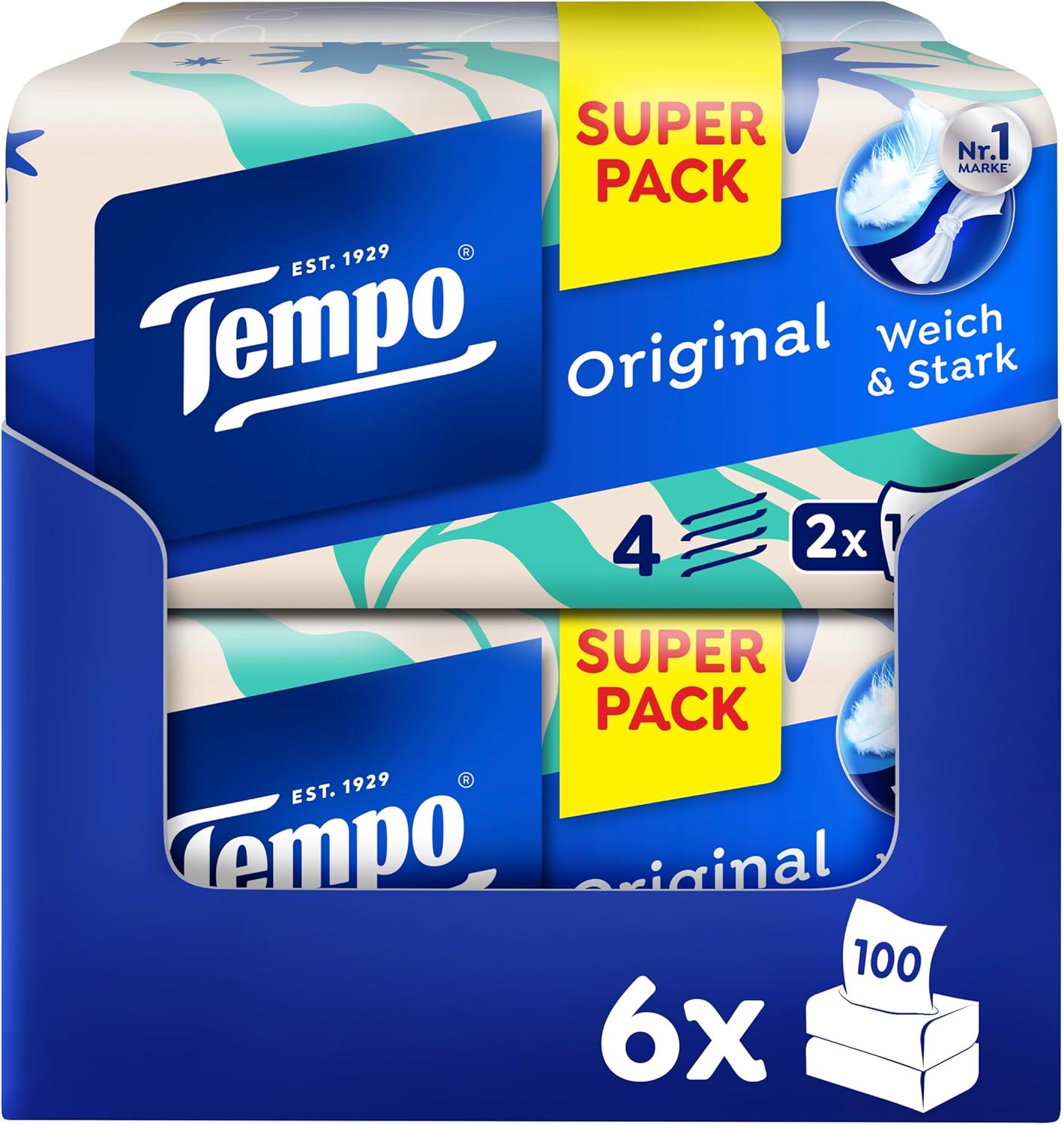 Tempo Facial Tissues, 12 Tissue Boxes, 100 Tissues per Box (1200 Tissues Total)