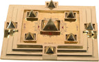 Brass Vastu Energy Maha Vastu Purush Navgrah Pyramid Yantra Vastu Chowki for Brahmasthan for Positive Energy for Prosperity Home Decor (22 x 22 x 5 cm)