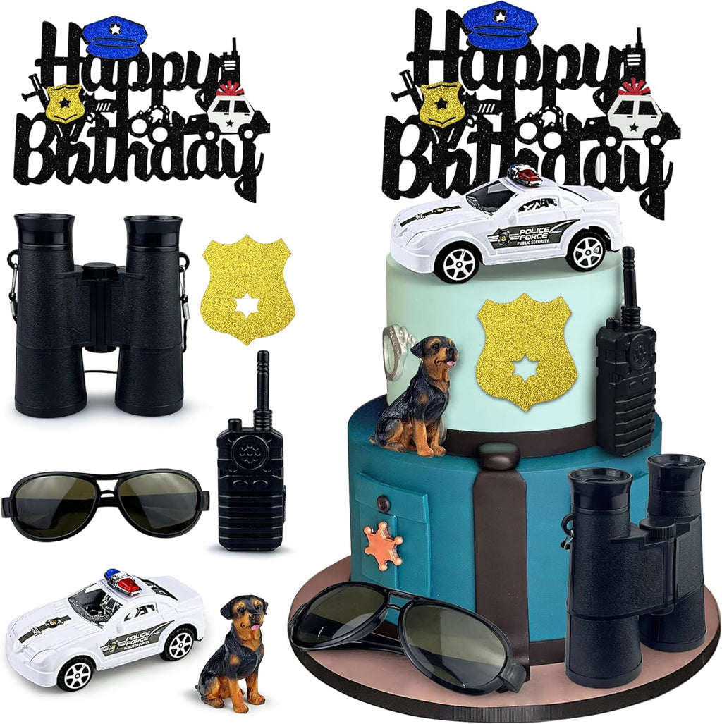 Police Themed Cake Toppers Policeman Cake Decoration for Birthday Baby Shower Party Police Retirement or Officer Academy Graduation Party Supplies