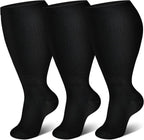 Genovega 3 Packs Wide Calf Compression Socks for Women Men Knee Hight S/M-4XL for Gifts