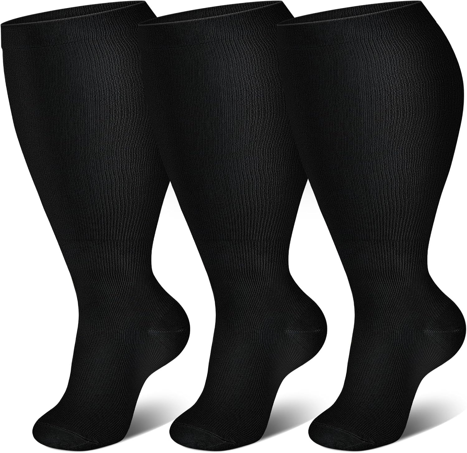 Genovega 3 Packs Wide Calf Compression Socks for Women Men Knee Hight S/M-4XL for Gifts