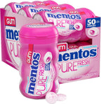 Mentos Pure Fresh Sugar Free Gum With Xylitol Sweetener, Bubble Fresh, 90% Recyclable Curvy Bottle, 50 Pieces per Bottle, 6 Pack