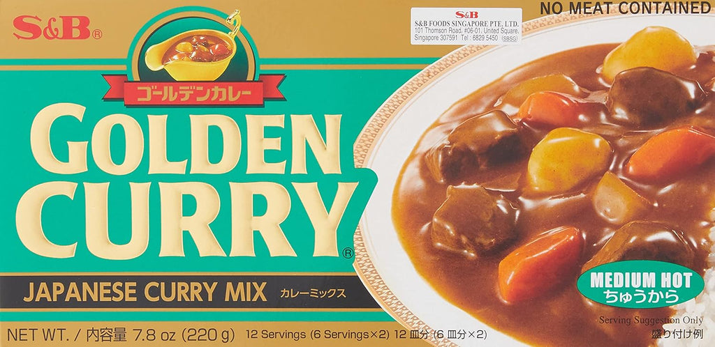 S&B Golden Curry Sauce Mix, Medium Hot, 7.8 Ounce