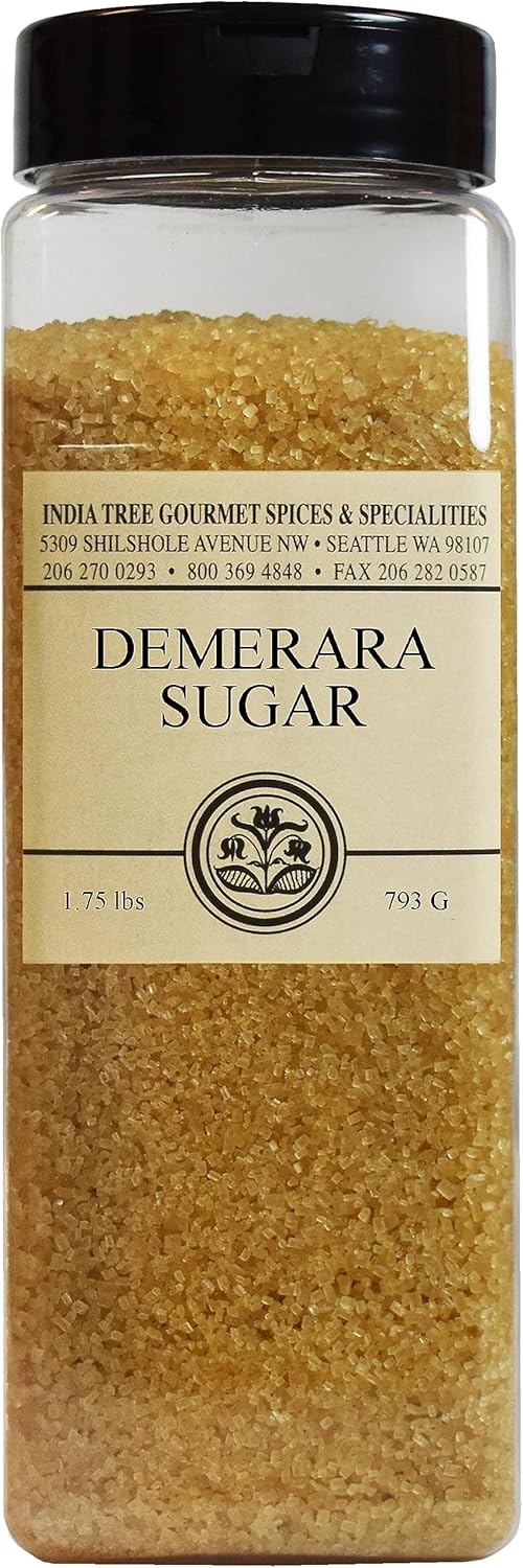 India Tree Demerara Sugar, 1.75 lb | Vegan, Non-GMO, Gluten-Free and Fair Trade Unrefined Cane Sugar with Rich Molasses & Crunchy Crystals from Mauritius