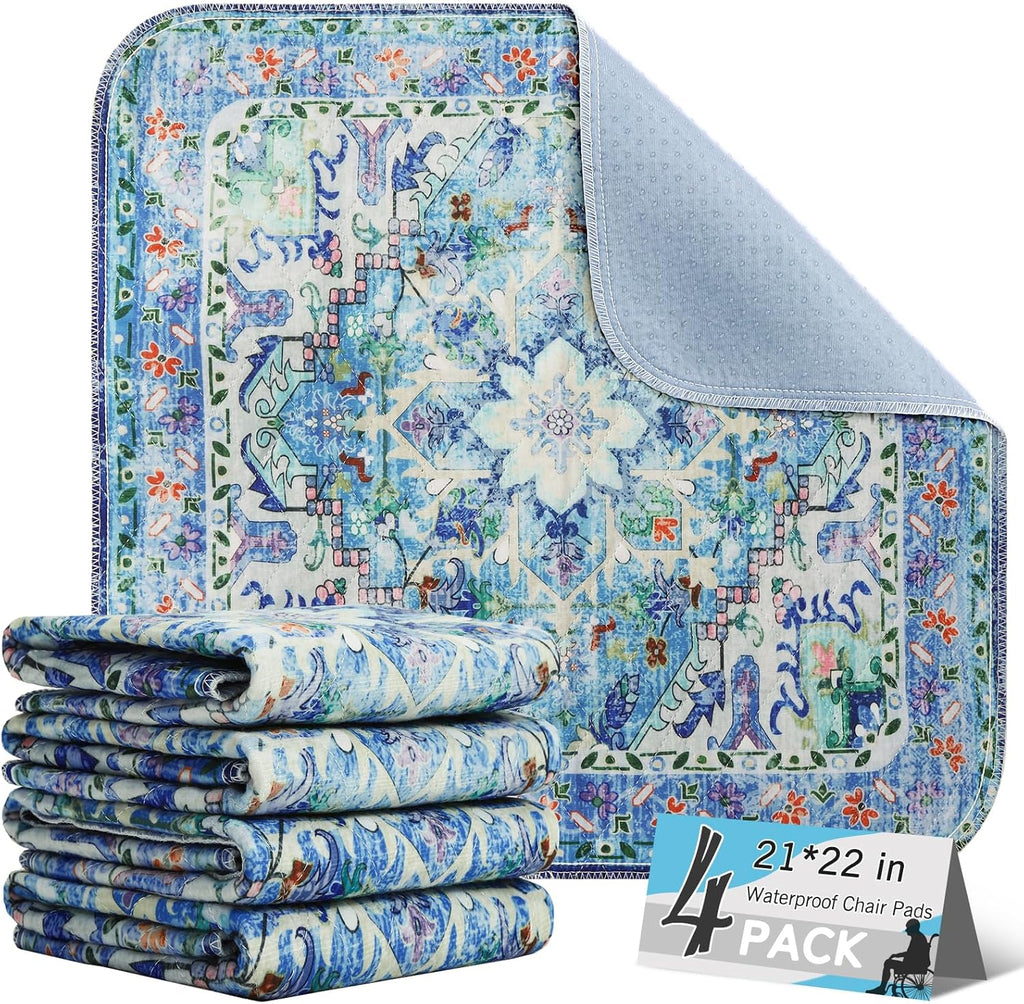 OUTCREATOR® Waterproof Chair Pads for Incontinence 21" x 22" (Pack of 4),Washable Reusable Chair Seat Protector Cover,Non-Slip Absorbent Incontinence Pad for Bed,Car,Wheelchair,Adults,Kids,Pets