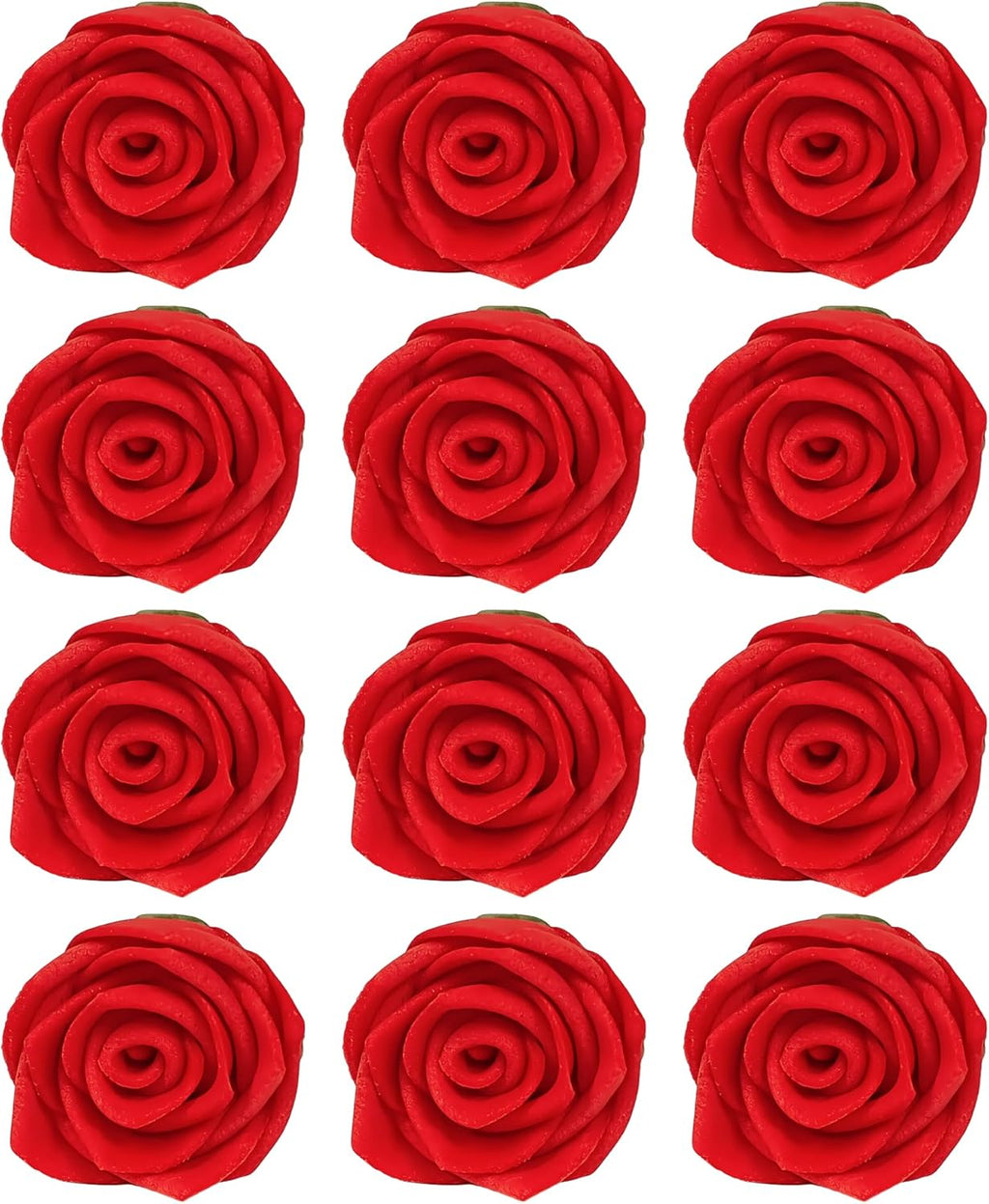 Confect Edible Red Rose Toppers – Pack of 12 Christmas Cake Decorations for Cupcakes, Cakes & Donuts – Vegan, Gluten-Free, Dairy-Free, Palm Oil-Free