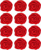 Confect Edible Red Rose Toppers – Pack of 12 Christmas Cake Decorations for Cupcakes, Cakes & Donuts – Vegan, Gluten-Free, Dairy-Free, Palm Oil-Free
