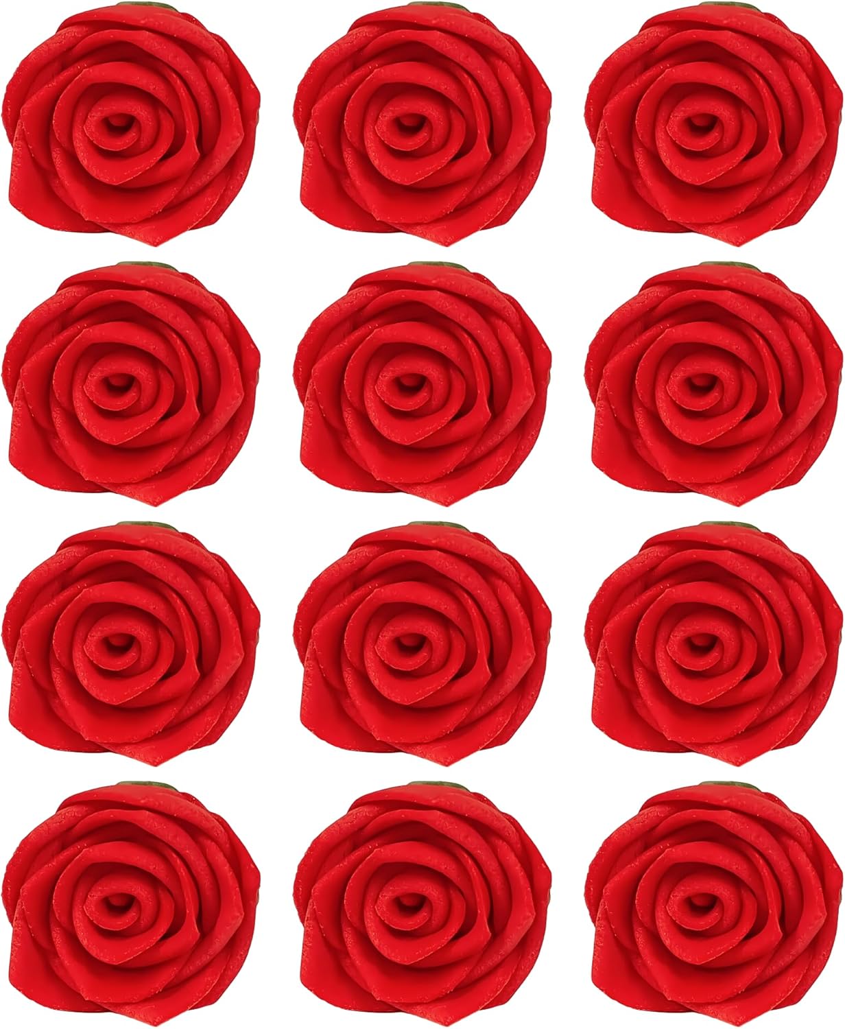 Confect Edible Red Rose Toppers – Pack of 12 Christmas Cake Decorations for Cupcakes, Cakes & Donuts – Vegan, Gluten-Free, Dairy-Free, Palm Oil-Free