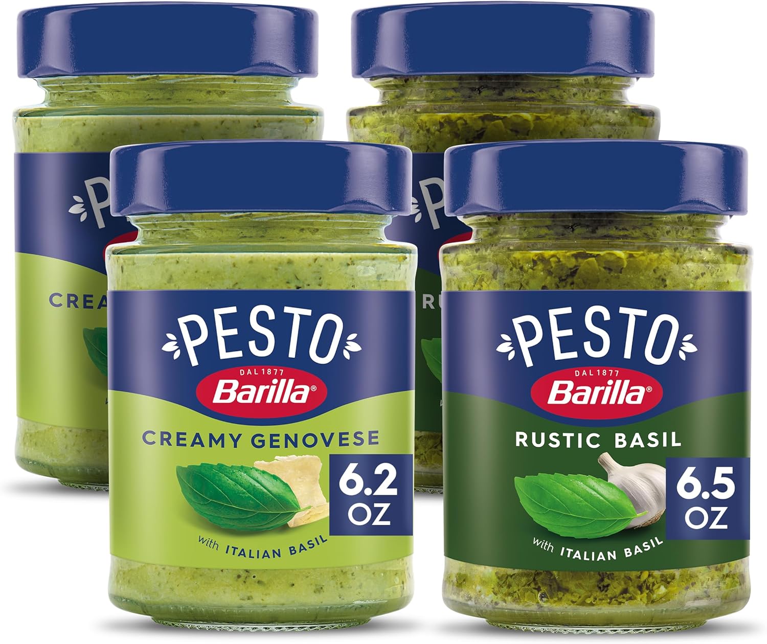 Barilla Creamy Genovese Pesto and Rustic Basil Pesto Sauce Four Pack
