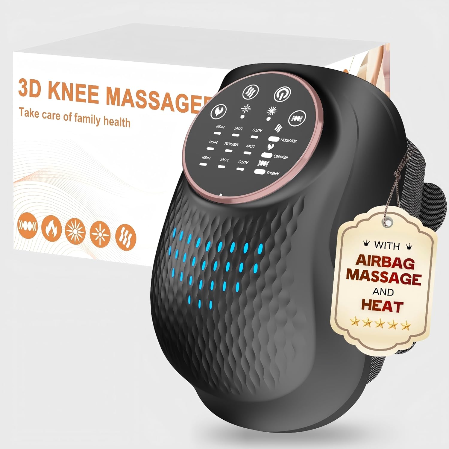 Knee Massager with Heat, Red Light Therapy, 3 Airbag Levels & 3 Vibration Modes, 2026 Updated Edition, LED Vitality Joints Knee Massager, Adjustable Straps, Ideal Gift for Men, Women