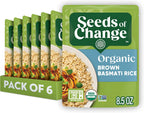 SEEDS OF CHANGE Certified Organic Brown Basmati Rice, Organic Food, 8.5 OZ Pouch (Pack of 6)