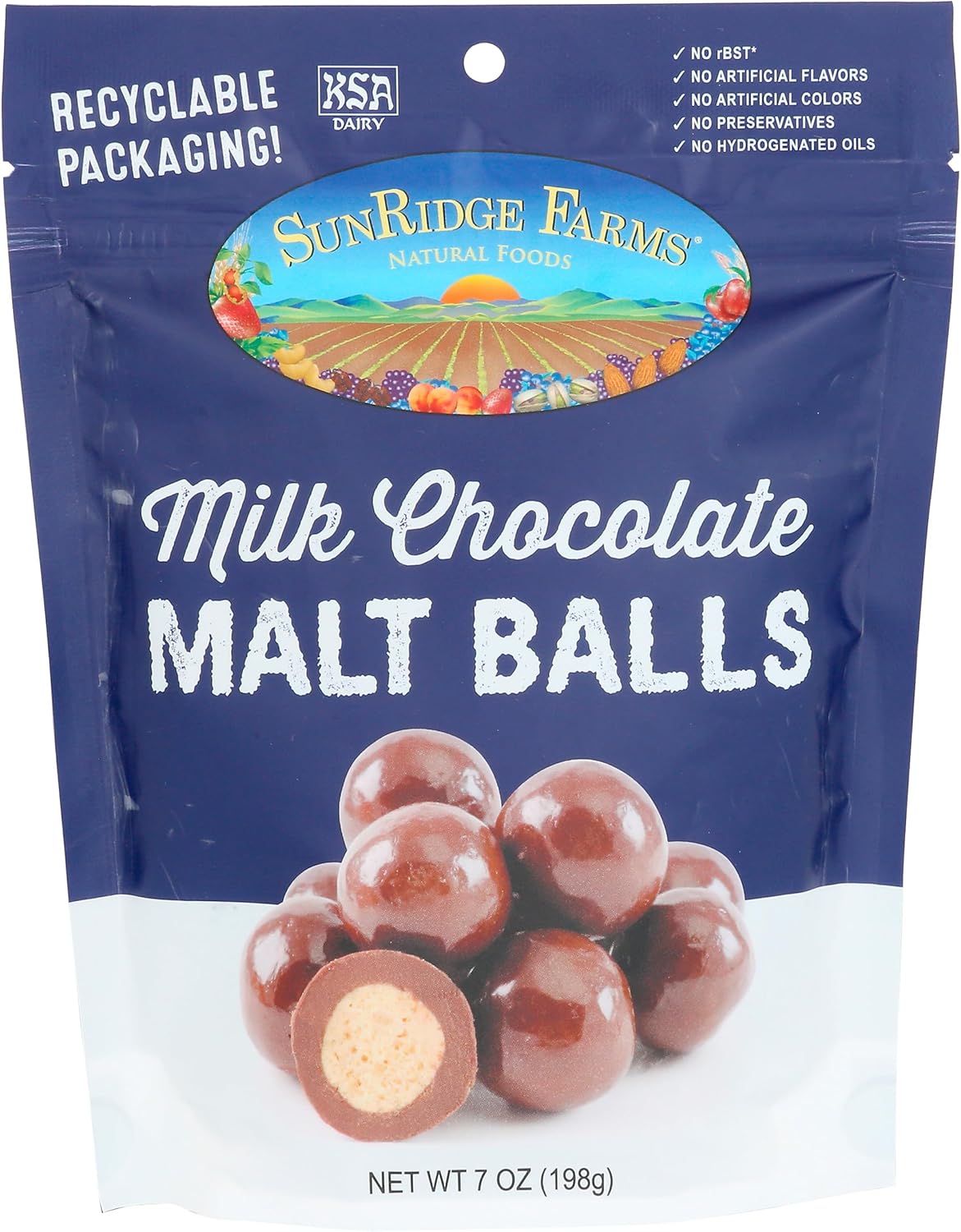 SUNRIDGE FARMS Milk Chocolate Malt Balls, 7 OZ