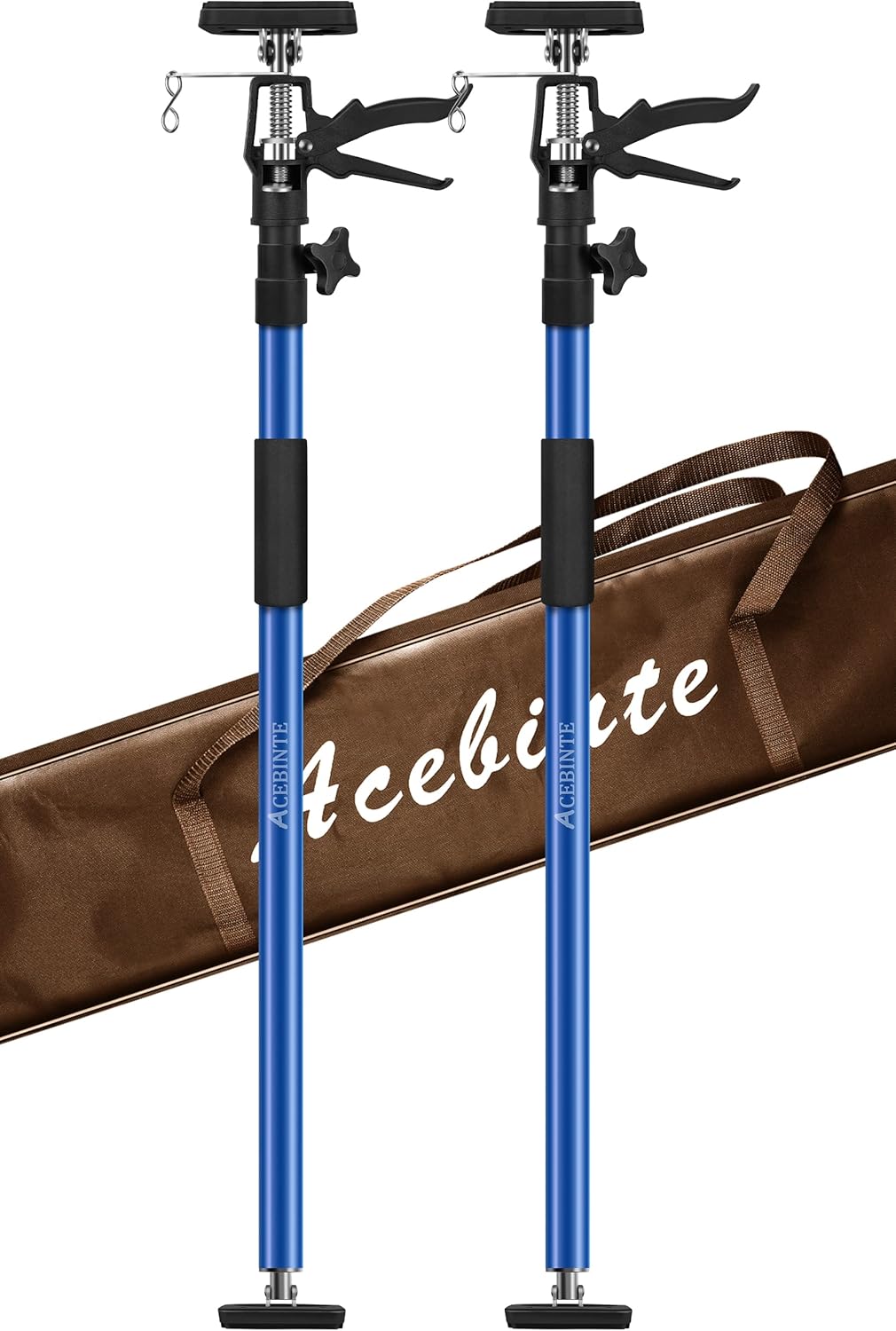 2PK Support Pole,Steel Telescopic Quick Adjustable 3rd Hand Support System, Support Rod, Supports up to 154 lbs Construction Rods for Cabinet Jacks Cargo Bars Drywalls Extends from 50 Inch to 118 Inch