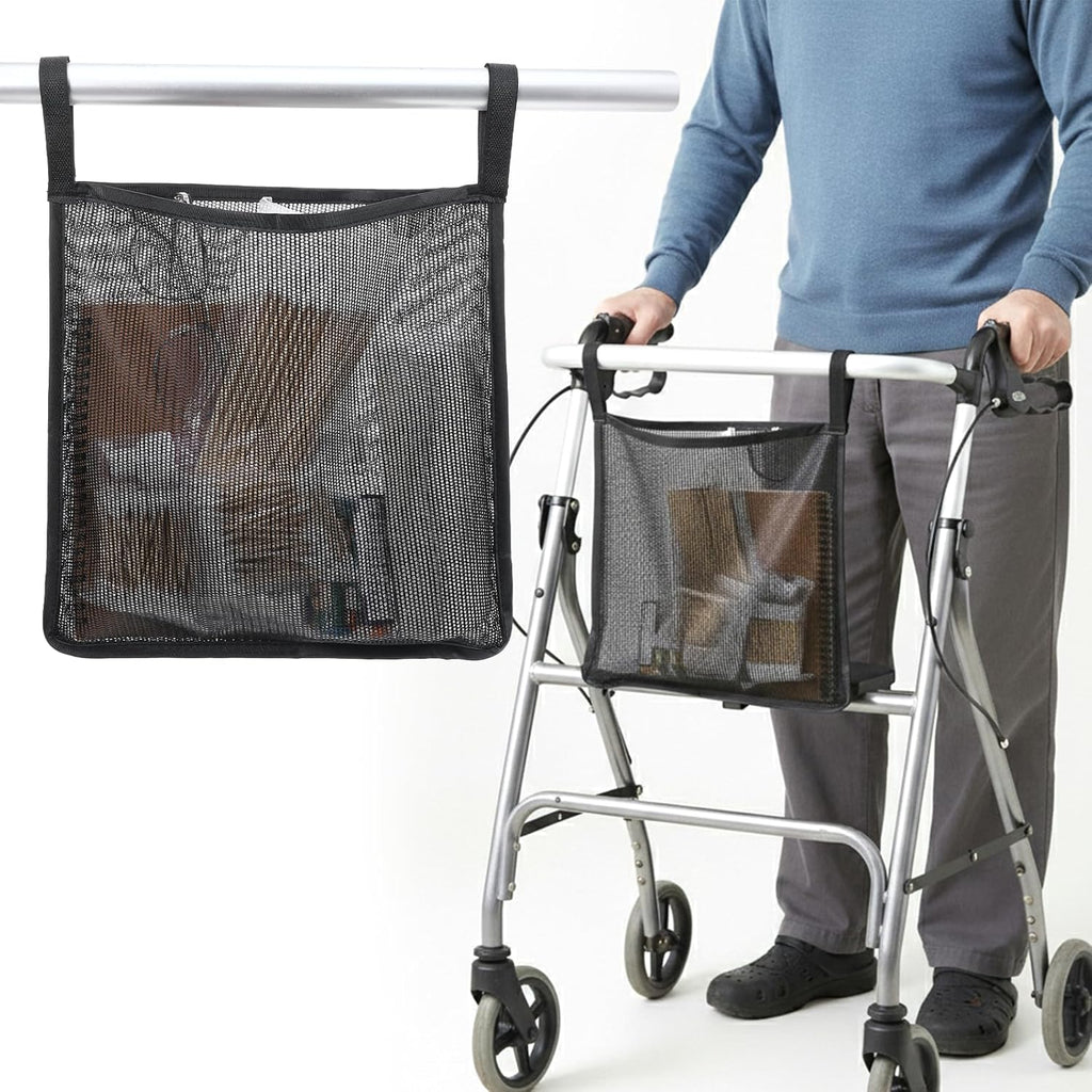 Walker Side Bag Walker Bags Folding WalkerLightweight Side WalkerBasket Organizer Mesh Bags for Most Walkers WithSide Bar for Seniors Rollator Accessories