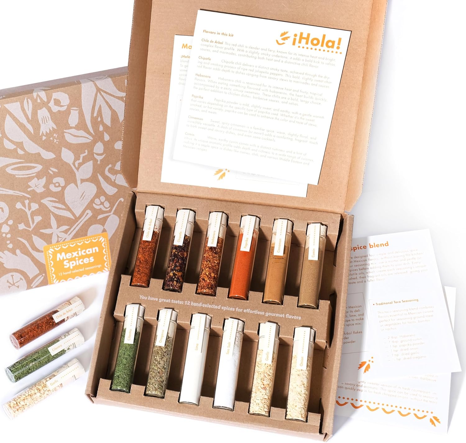 Craftly 12 Mexican Spices Gift Set | Mexican Seasoning Gift Set for Cooking - Perfect for Tacos, Fajitas and More | Birthday Gift for Him & Her | Gift set for Men, Women