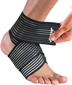 HiRui Foot & Ankle Brace 2 Pack, Adjustable Compression Wrap for Men & Women – Helps with Sprains, Plantar Fasciitis, Achilles Tendonitis, Arthritis, Running, Sports, Gym – Fits in Shoes (Black)