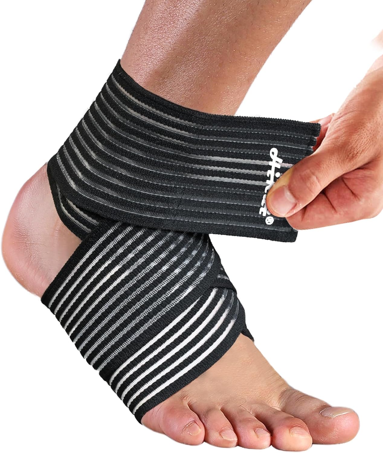 HiRui Foot & Ankle Brace 2 Pack, Adjustable Compression Wrap for Men & Women – Helps with Sprains, Plantar Fasciitis, Achilles Tendonitis, Arthritis, Running, Sports, Gym – Fits in Shoes (Black)