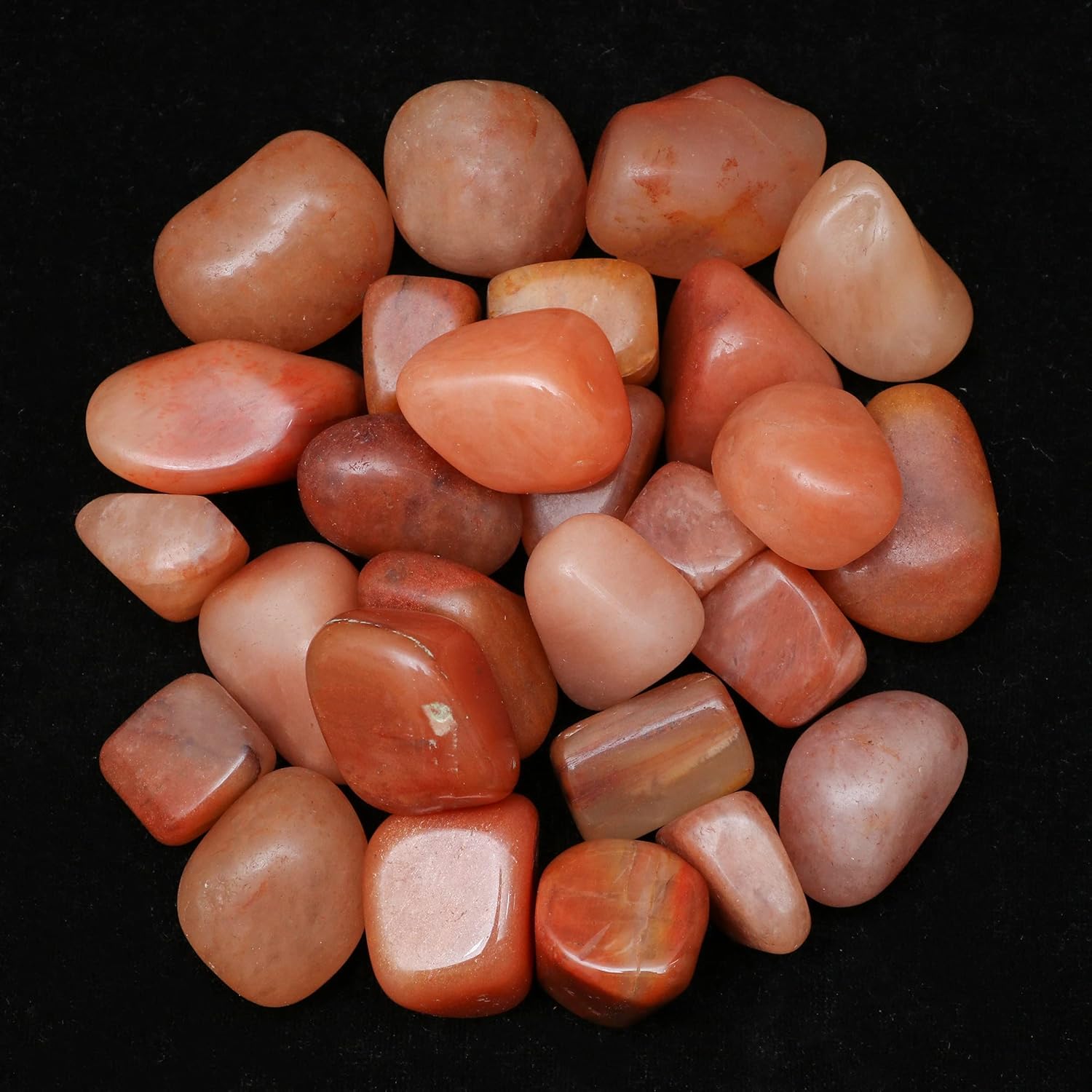 "ZAICUS 1LB Carnelian Tumbled Stones Polished Natural Healing Crystals for Chakra Balancing Feng Shui Energy, Reiki Meditation, Good Luck Stones for Home Decor Meaningful Gifts 20�25 mm"