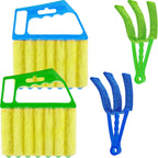4 Pcs Window Venetian Blind Cleaner Duster Tool 7 Finger Blind Rush and Shutter Cleaner Brush Hand-held Window Shutter Air Conditioner Duster for Dirt(Green, Blue)