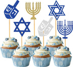 60 Pcs Hanukkah Cupcake Toppers Cake Decorations