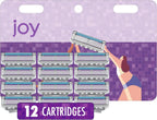 joy Womens Razor Blade Refills, 12 Count, Purple, Lubrastrip to Help Avoid Skin Irritation