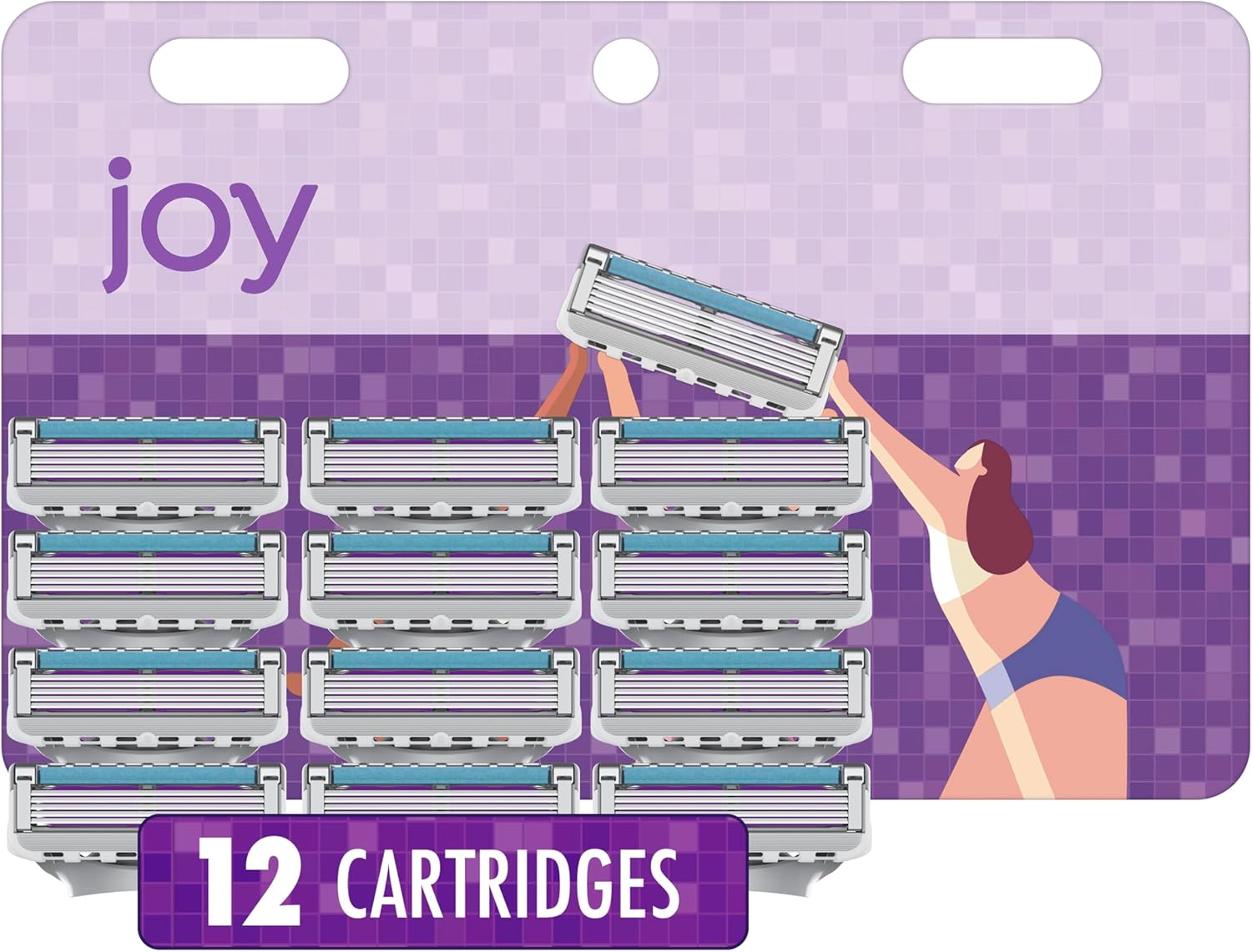 joy Womens Razor Blade Refills, 12 Count, Purple, Lubrastrip to Help Avoid Skin Irritation