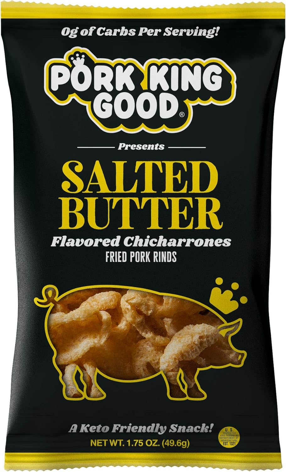 Pork King Good Salted Butter Pork Rinds (Chicharrones) (4 Pack) Keto Snacks