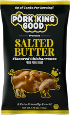 Pork King Good Salted Butter Pork Rinds (Chicharrones) (4 Pack) Keto Snacks
