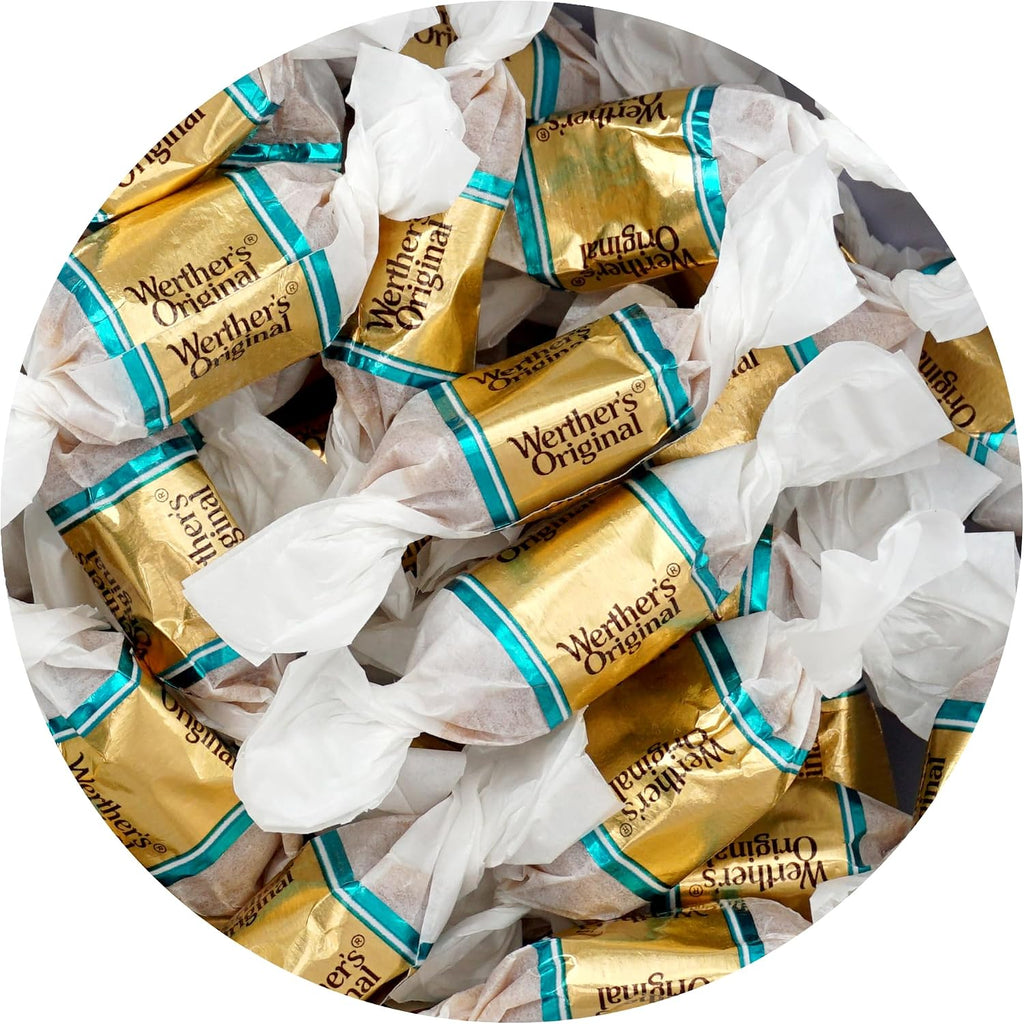 Werthers Original Salted Caramel Crème Soft Chewy Caramels, 1 Pound Bulk Bag, Individually Wrapped Werther Chewy Caramels, The Hampton Popcorn & Candy Company