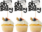 Oh Baby 24 Pack Halloween Cupcake Toppers - Glitter Ghost Cupcake Picks for Baby Shower, Kids Birthday, Party Decoration