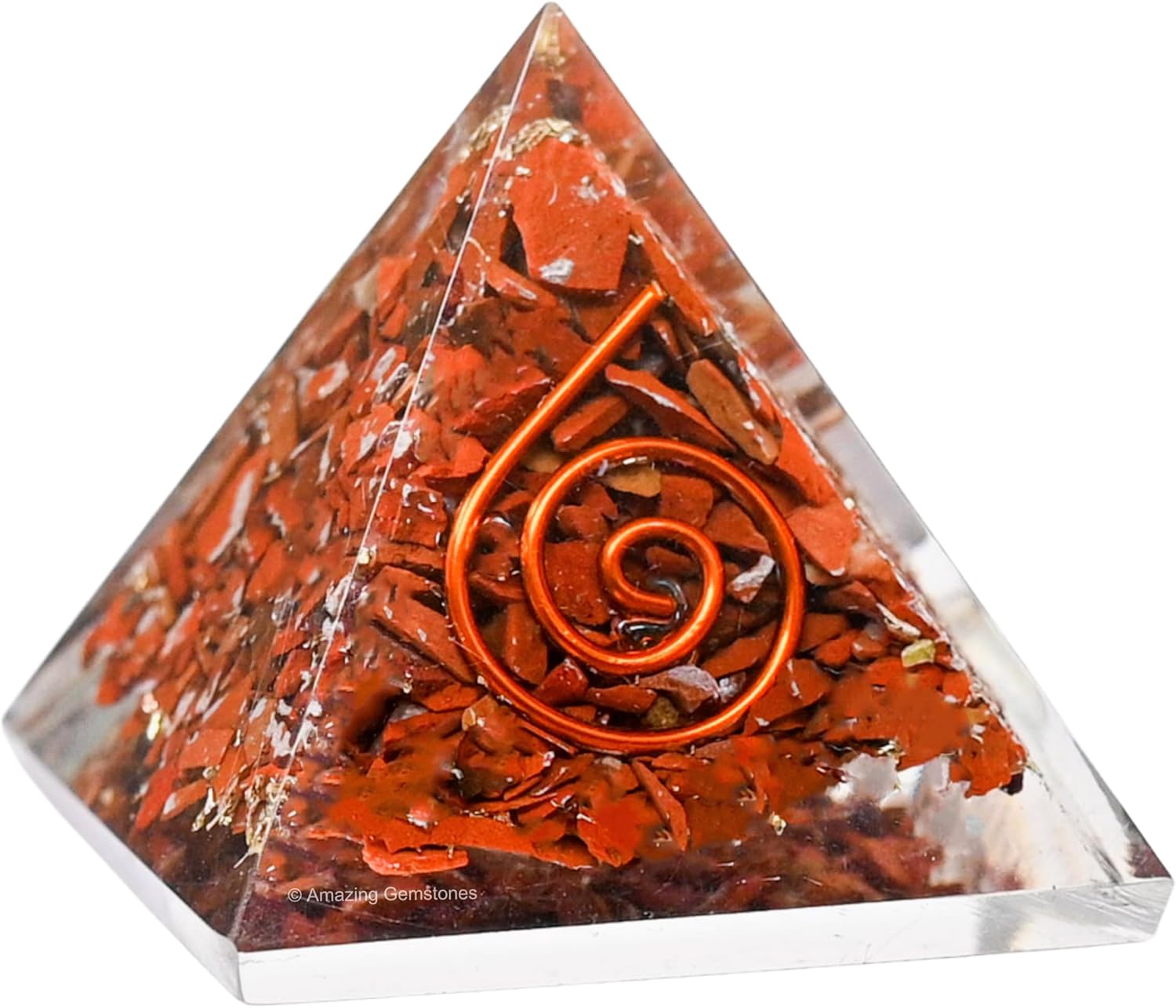 Amazing Gemstone Red Jasper Orgone Pyramid - 30mm Small Orgonite Pyramids with Crystals and Healing Stones - Authentic Organite Gifts